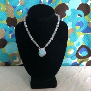 Blue Larimar Stone & Sterling Necklace